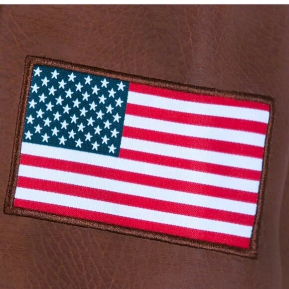 Disney Store Captain Marvel Brown Faux Leather Bomber Jacket Patch Small Unisex - Picture 5 of 16